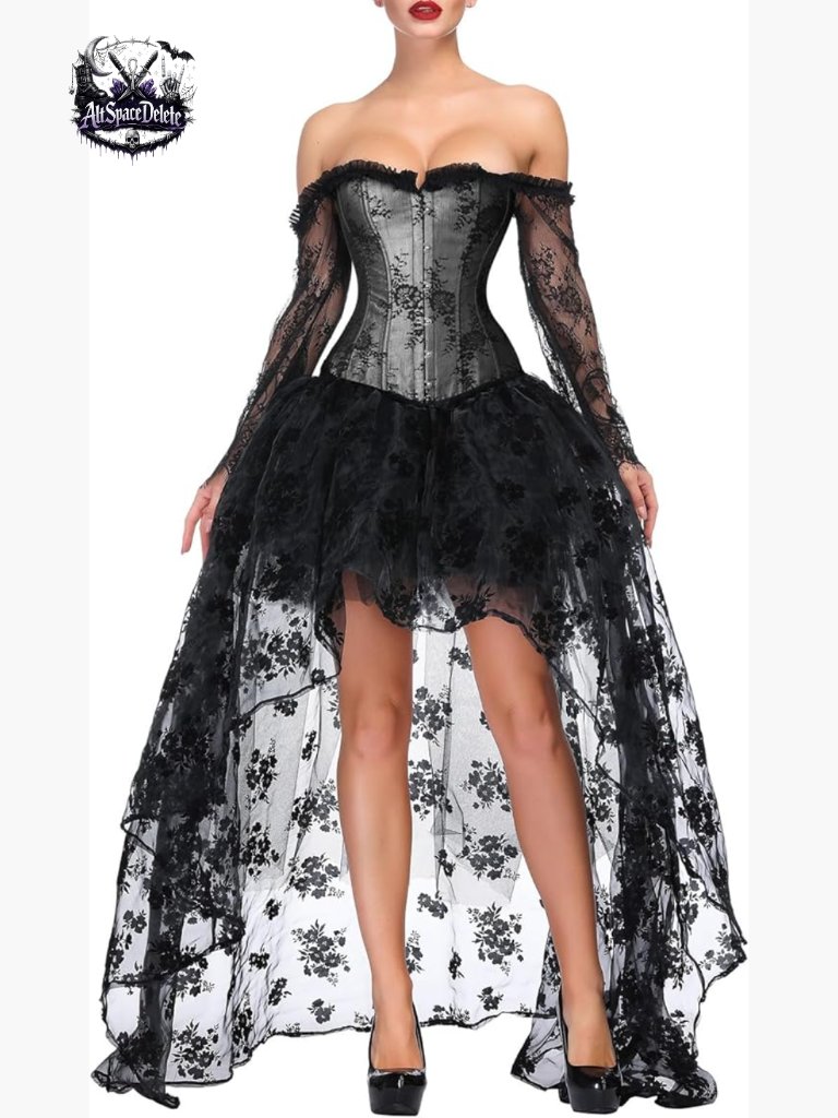Steampunk Victorian Corset Top With High-Low Skirt, Size Small, Polyester Blend